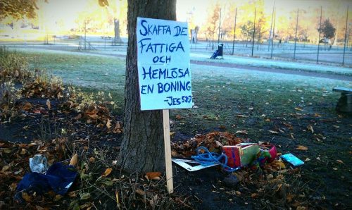 From our protest action against the municipality's decision to evict homeless people today. The sign reads 
