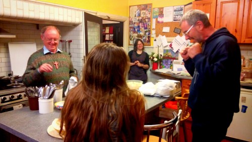 Mike, Hannah, Johanna and Huw enjoying community life